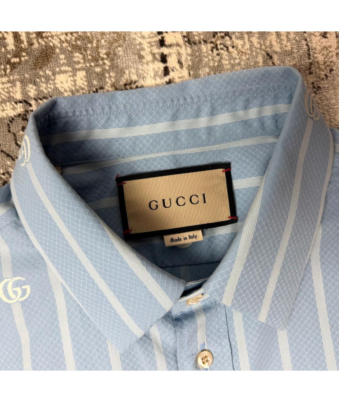 GUCCI Голубая хлопковая кэжуал рубашка, фото 3