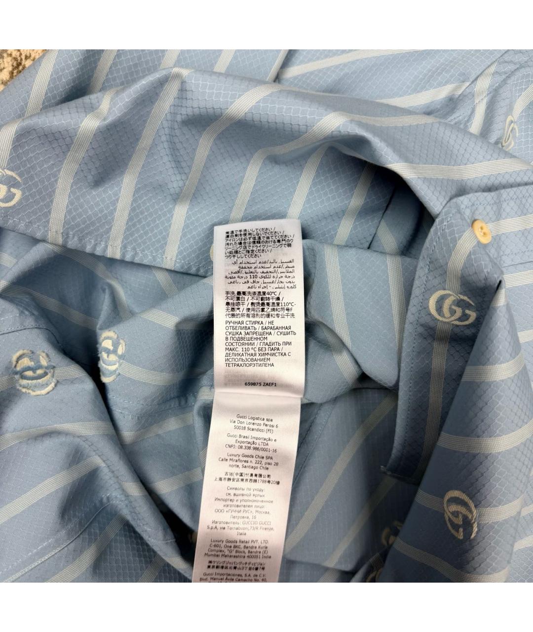GUCCI Голубая хлопковая кэжуал рубашка, фото 5