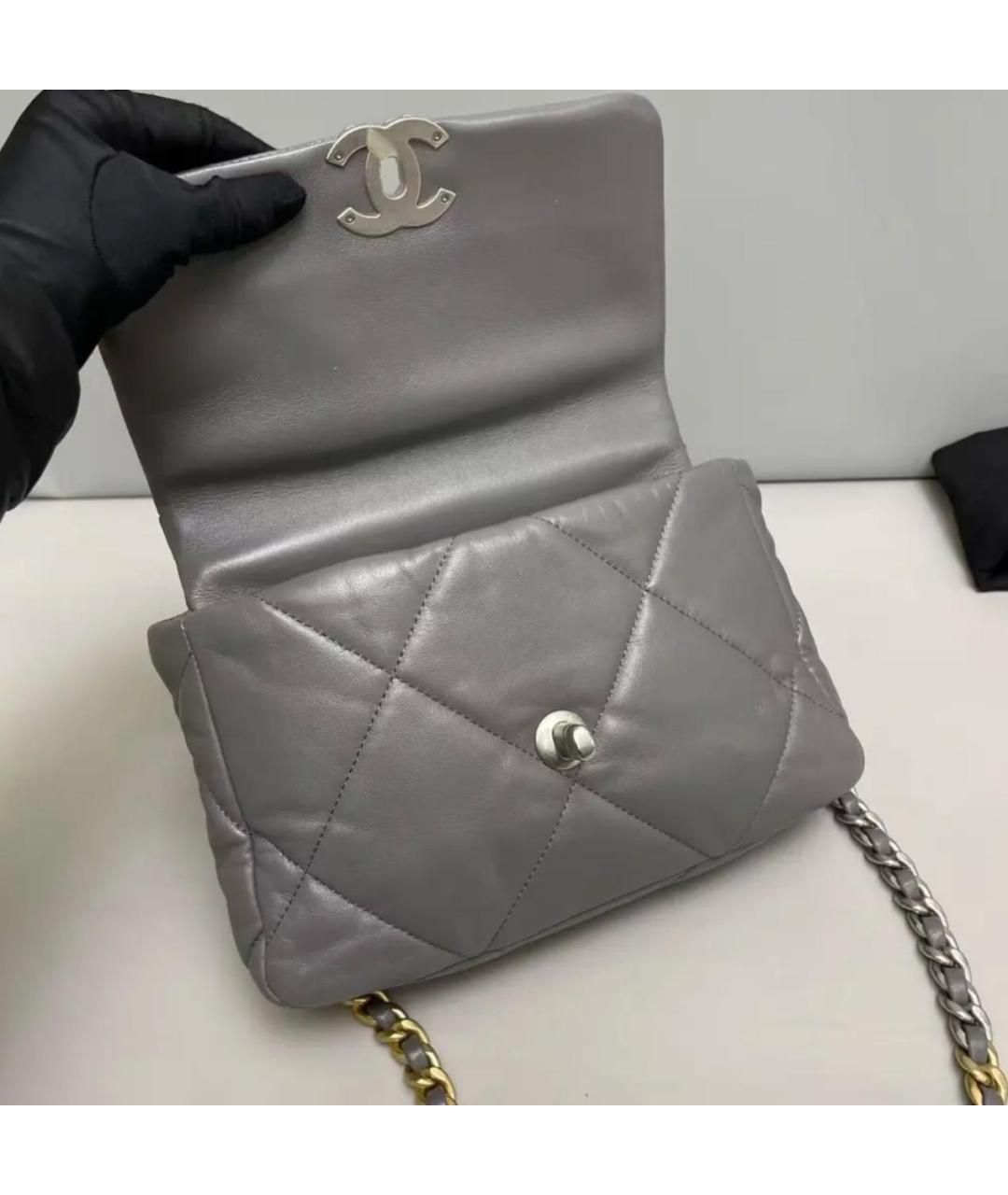 CHANEL Антрацитовая кожаная сумка через плечо, фото 3