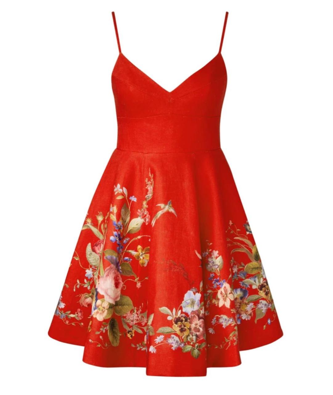ZIMMERMANN Красное льняное коктейльное платье, фото 9