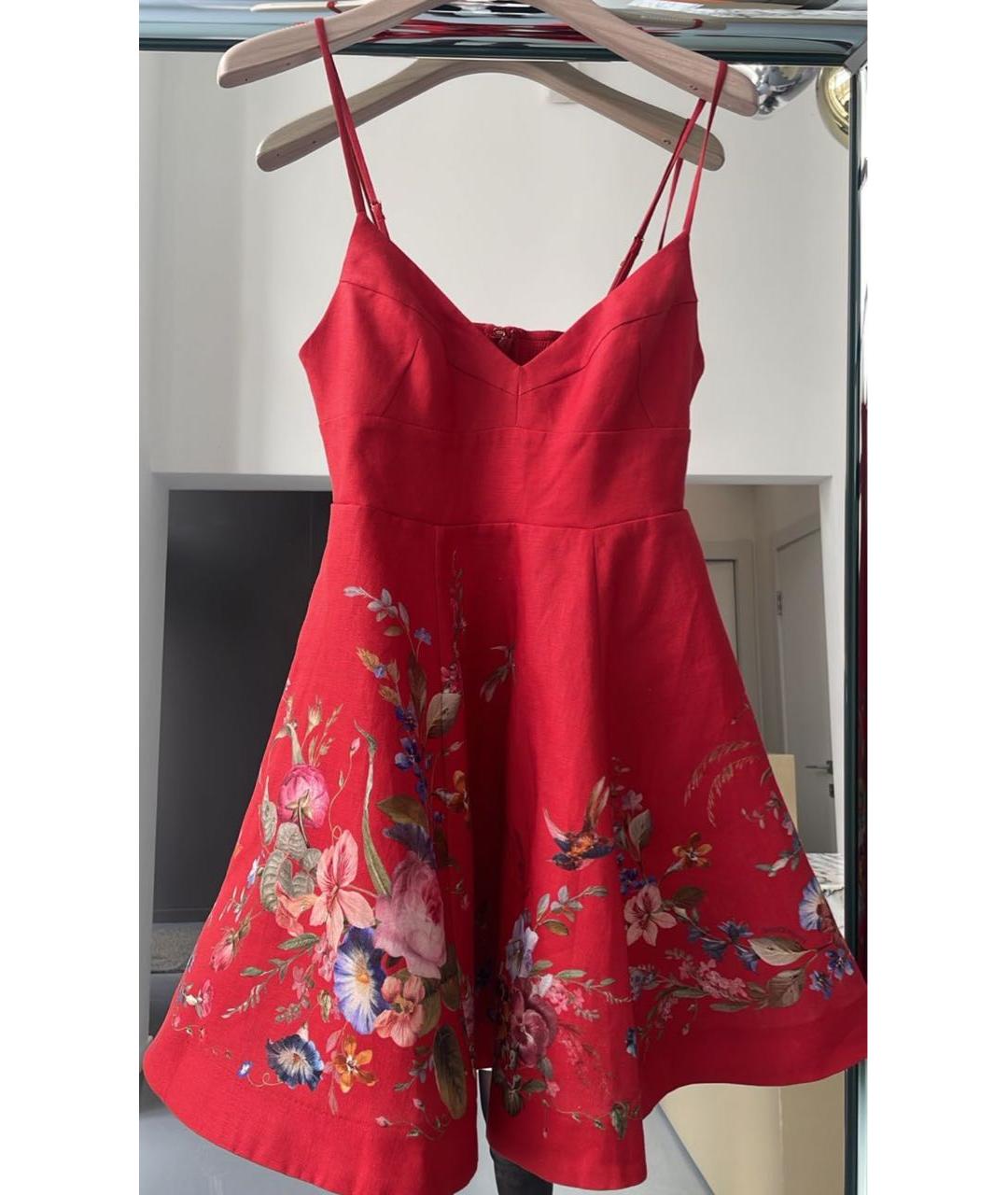 ZIMMERMANN Красное льняное коктейльное платье, фото 8