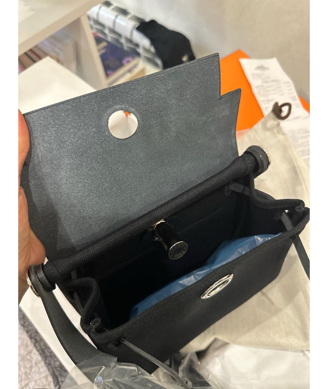 HERMES Черная тканевая сумка через плечо, фото 3