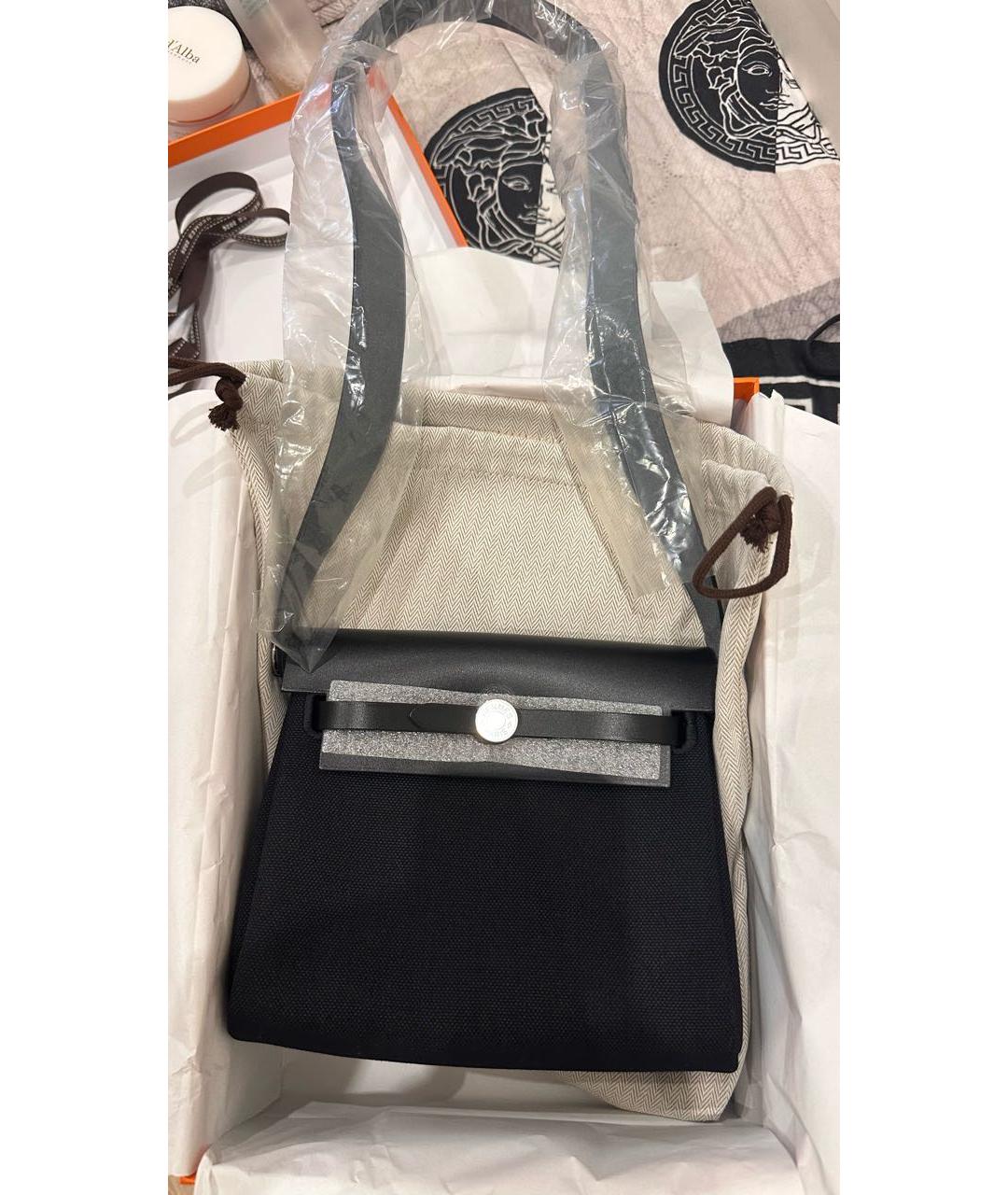 HERMES Черная тканевая сумка через плечо, фото 5