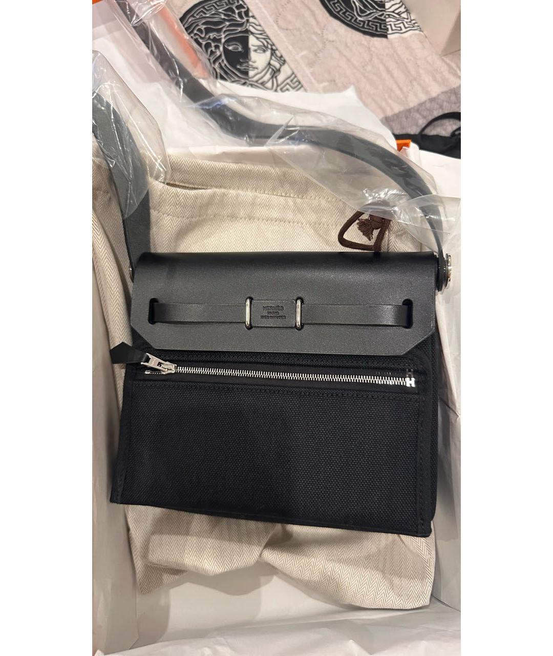 HERMES Черная тканевая сумка через плечо, фото 2