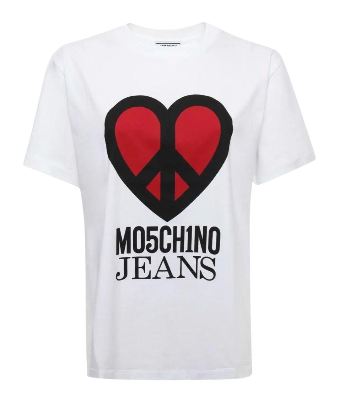 MOSCHINO JEANS Белая хлопковая футболка, фото 1