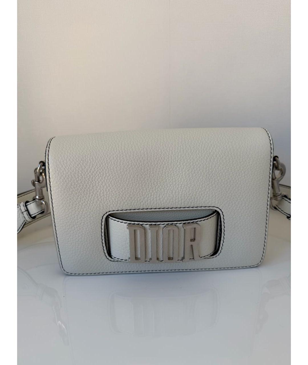 CHRISTIAN DIOR Белая кожаная сумка через плечо, фото 8
