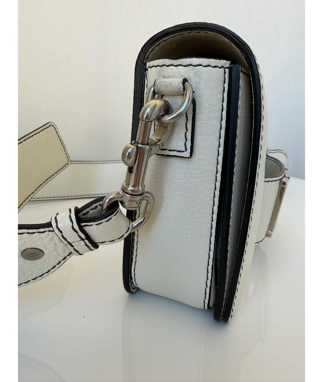 CHRISTIAN DIOR Белая кожаная сумка через плечо, фото 3