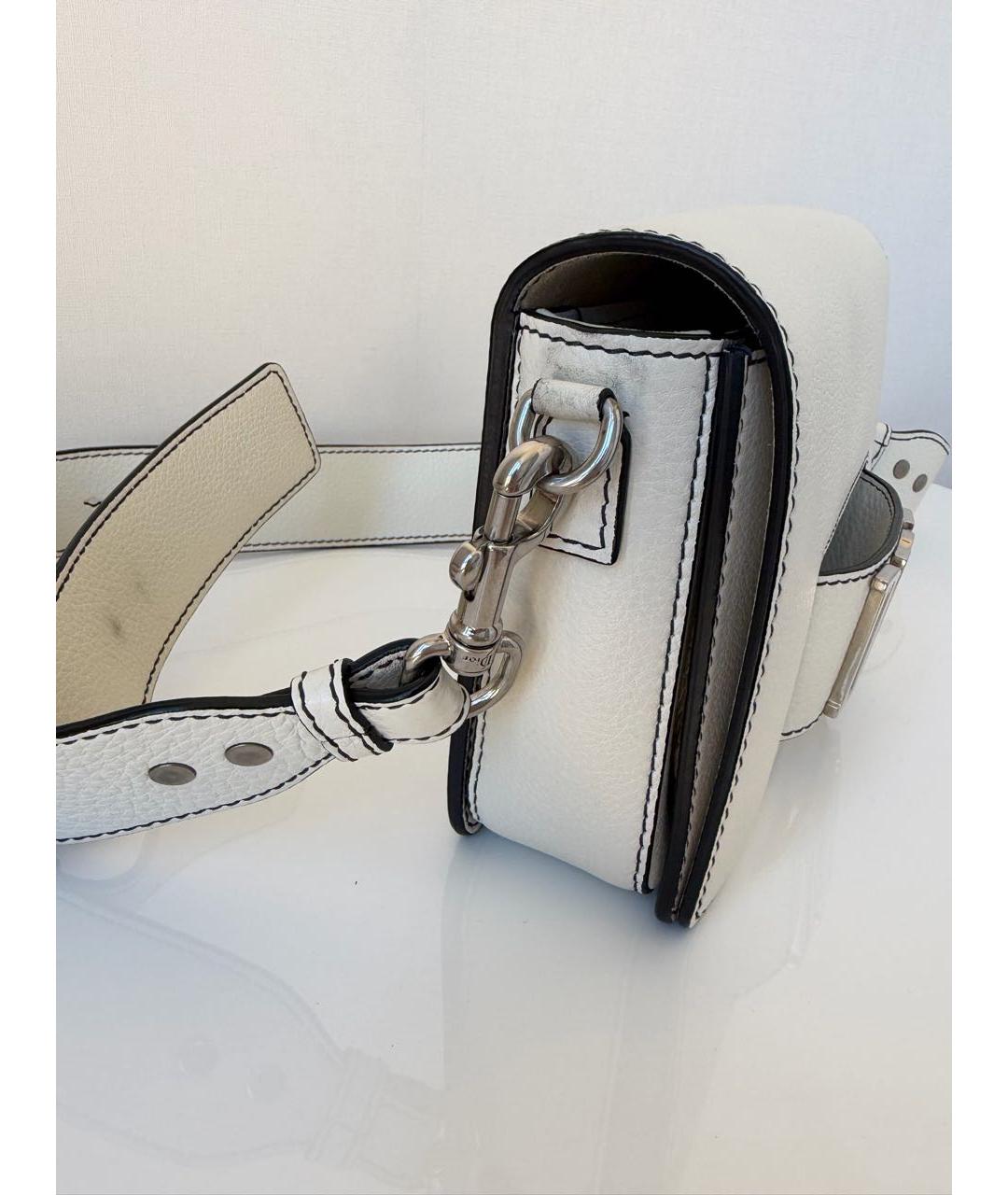 CHRISTIAN DIOR Белая кожаная сумка через плечо, фото 2