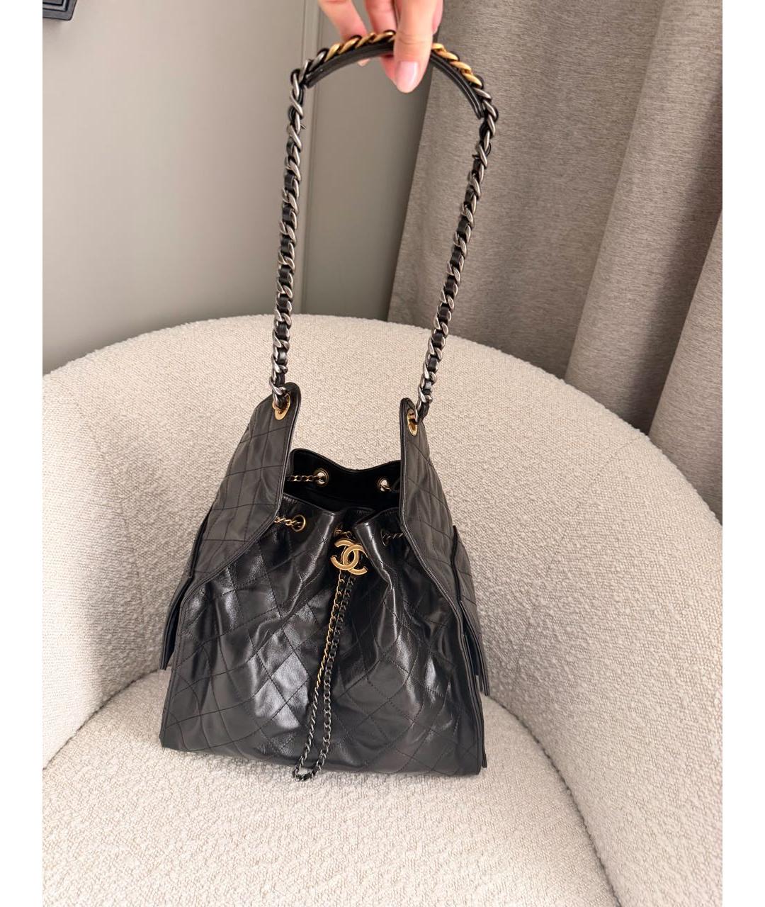 CHANEL Черная кожаная сумка через плечо, фото 9