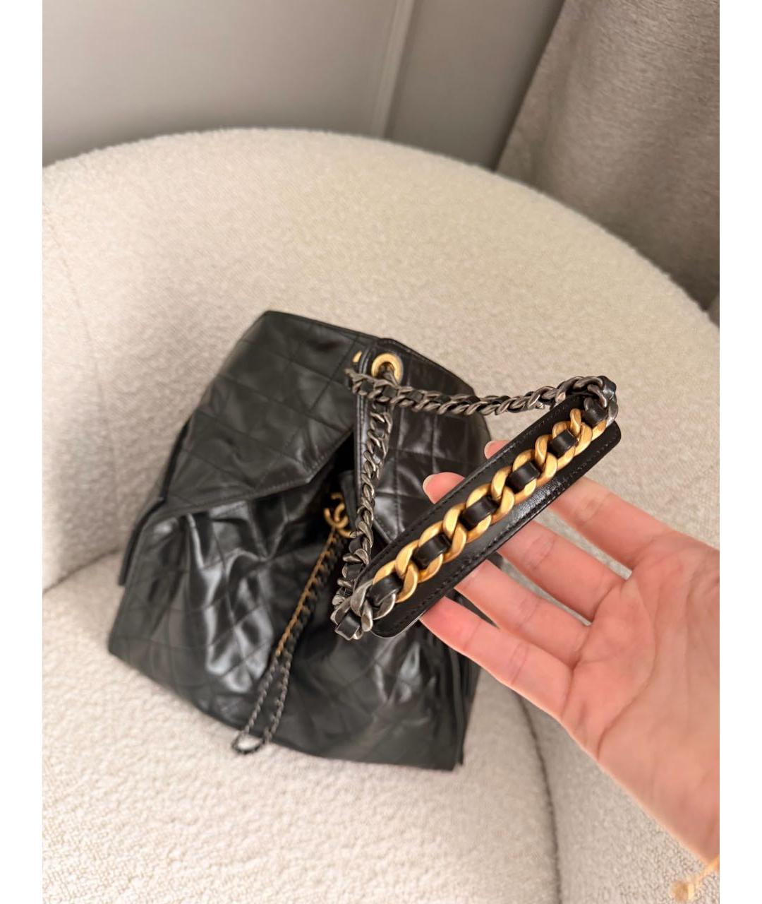 CHANEL Черная кожаная сумка через плечо, фото 2