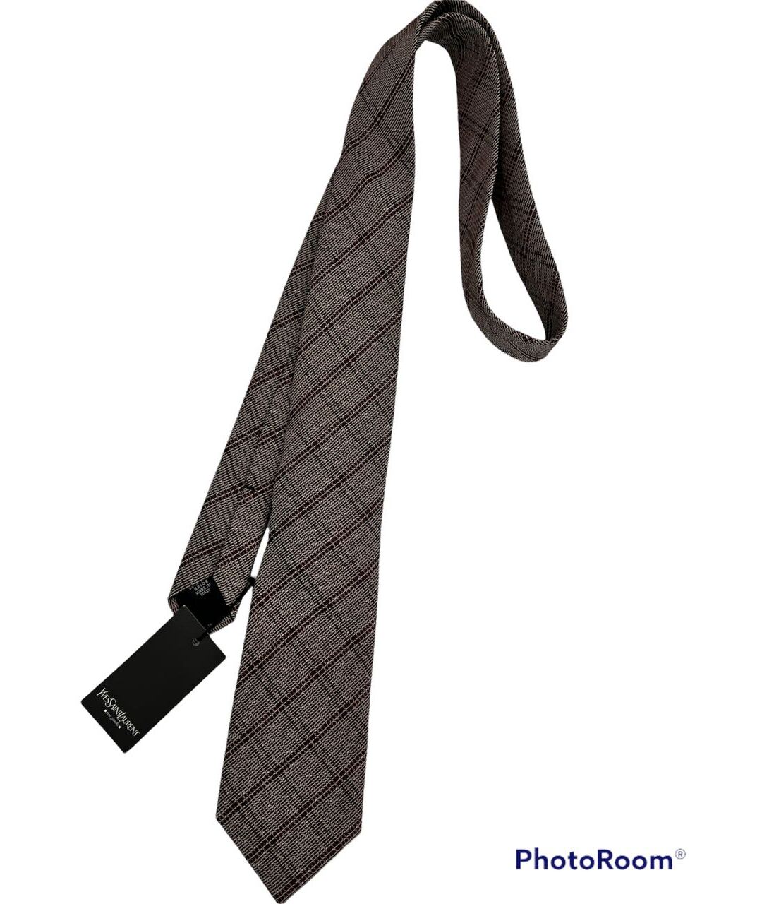 SAINT LAURENT Бордовый шелковый галстук, фото 5