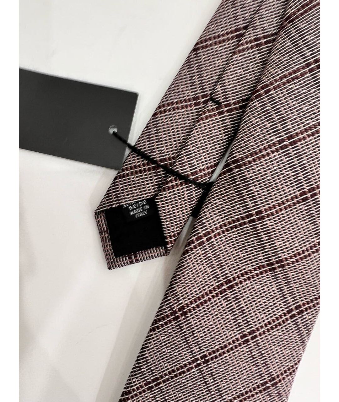 SAINT LAURENT Бордовый шелковый галстук, фото 2