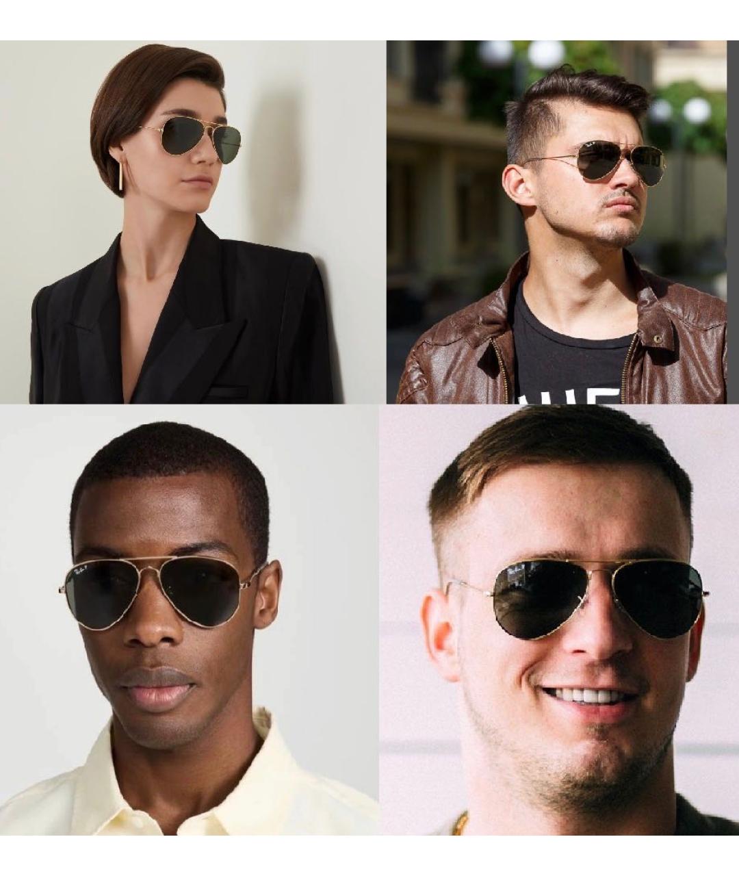 RAY BAN Золотые металлические солнцезащитные очки, фото 6