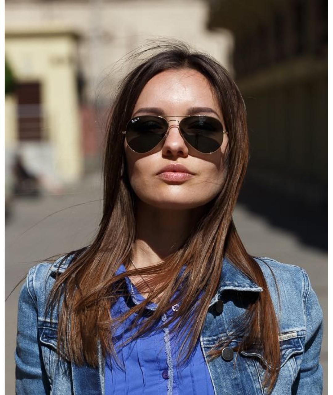 RAY BAN Золотые металлические солнцезащитные очки, фото 8