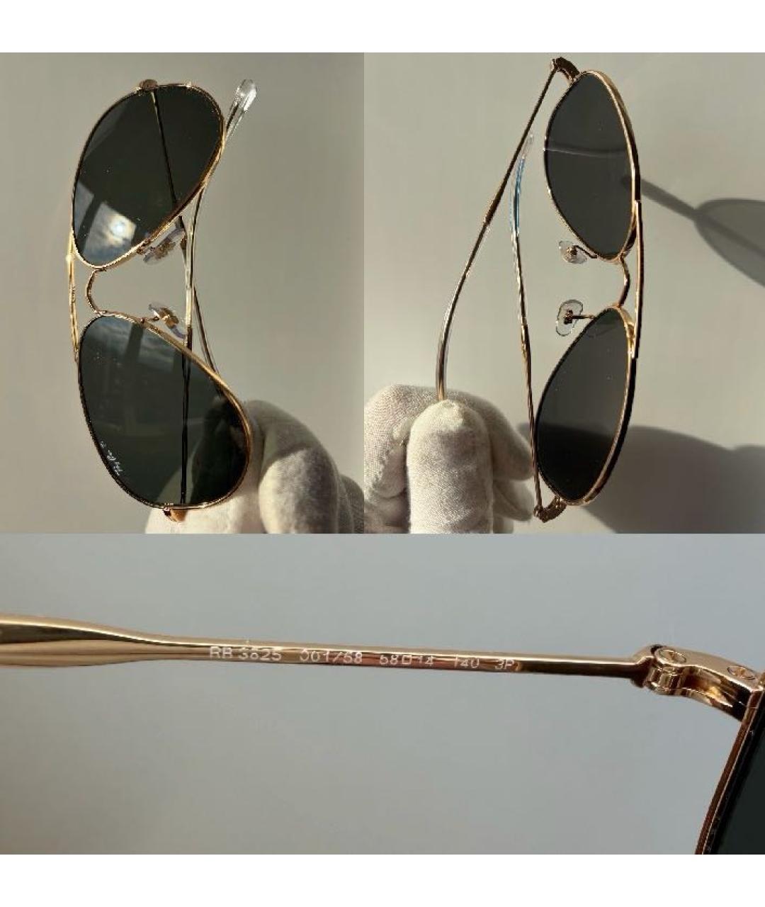 RAY BAN Золотые металлические солнцезащитные очки, фото 3