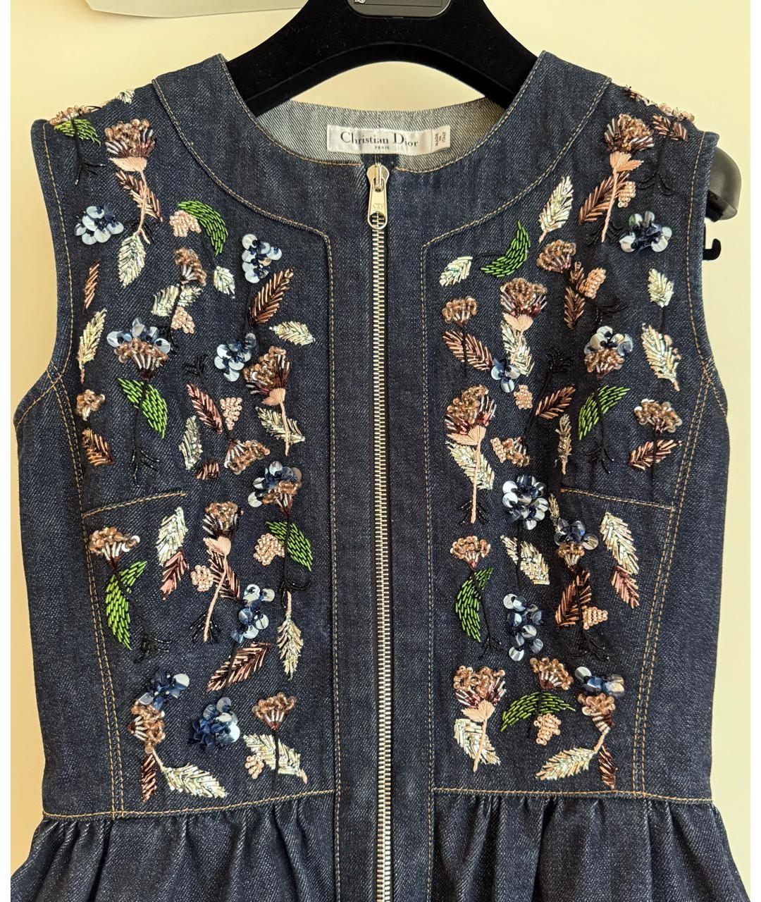 CHRISTIAN DIOR Темно-синее деним коктейльное платье, фото 3