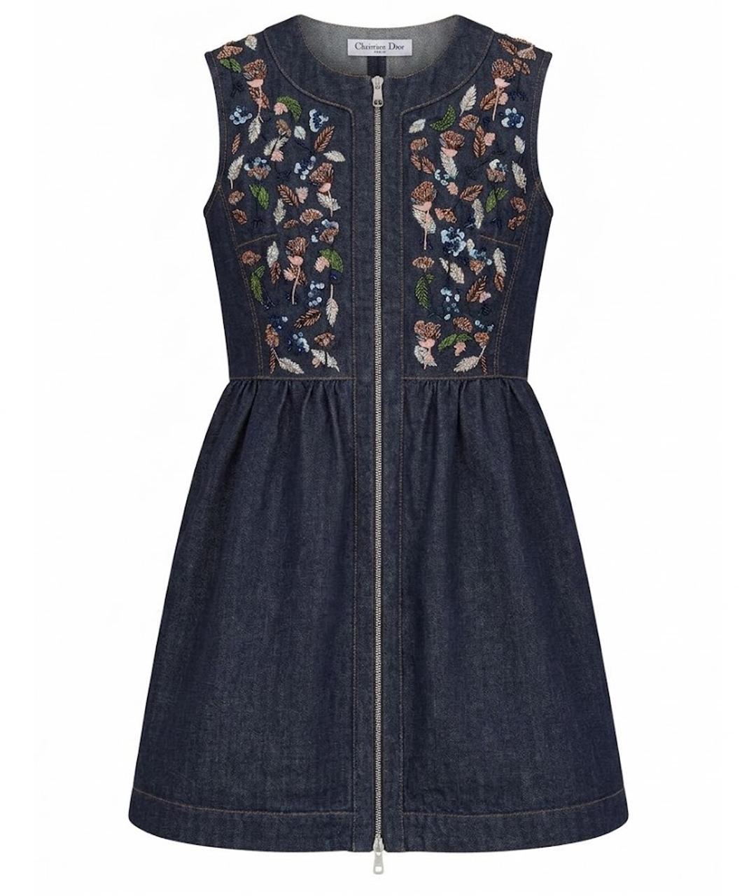 CHRISTIAN DIOR Темно-синее деним коктейльное платье, фото 1