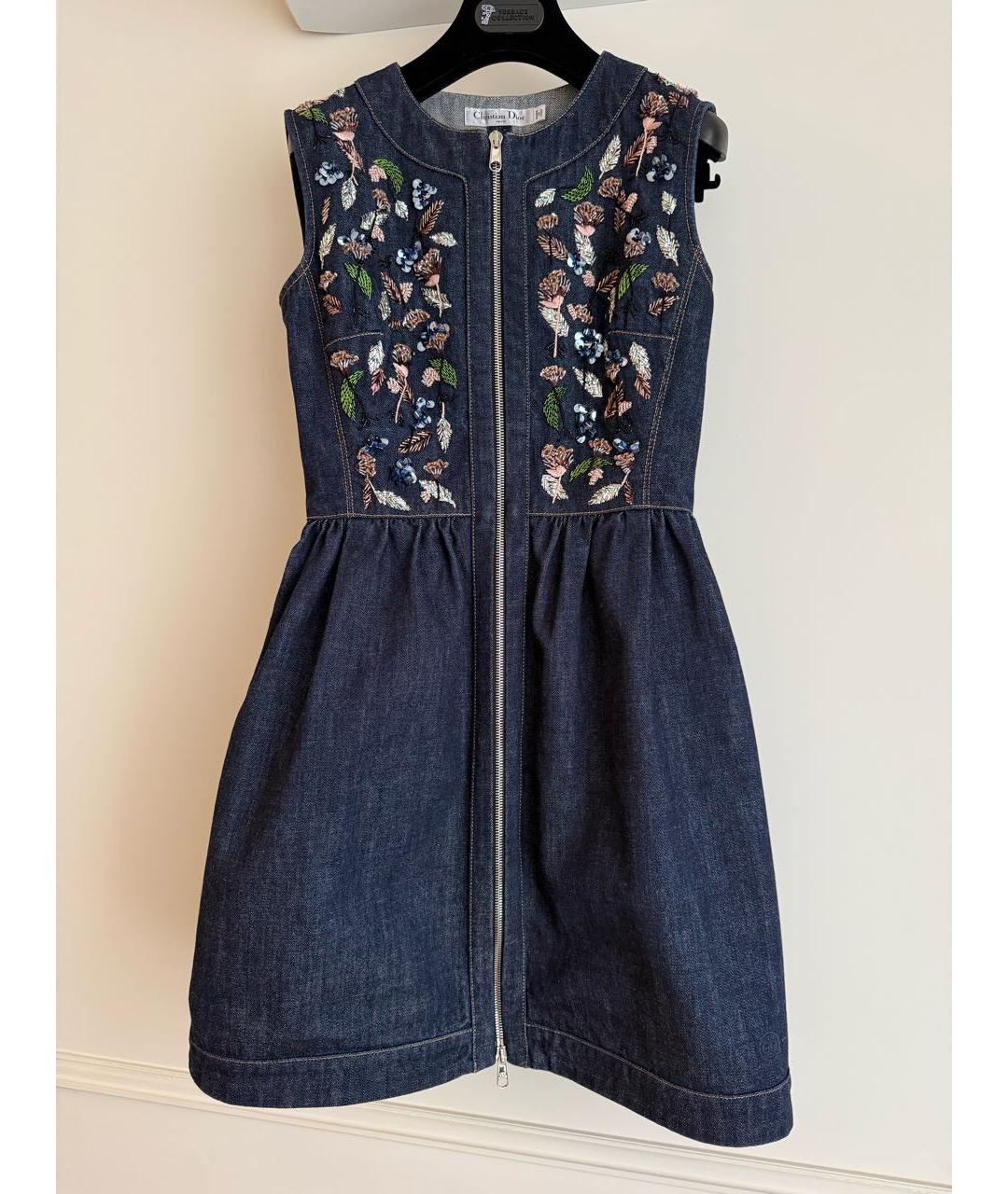 CHRISTIAN DIOR Темно-синее деним коктейльное платье, фото 5