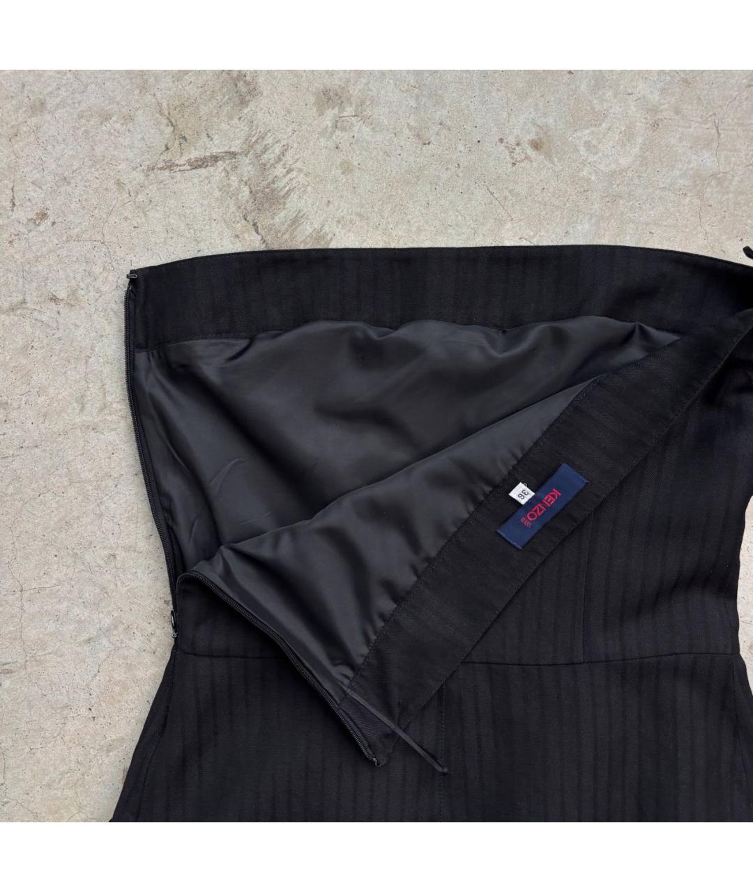 KENZO Антрацитовое льняное коктейльное платье, фото 4