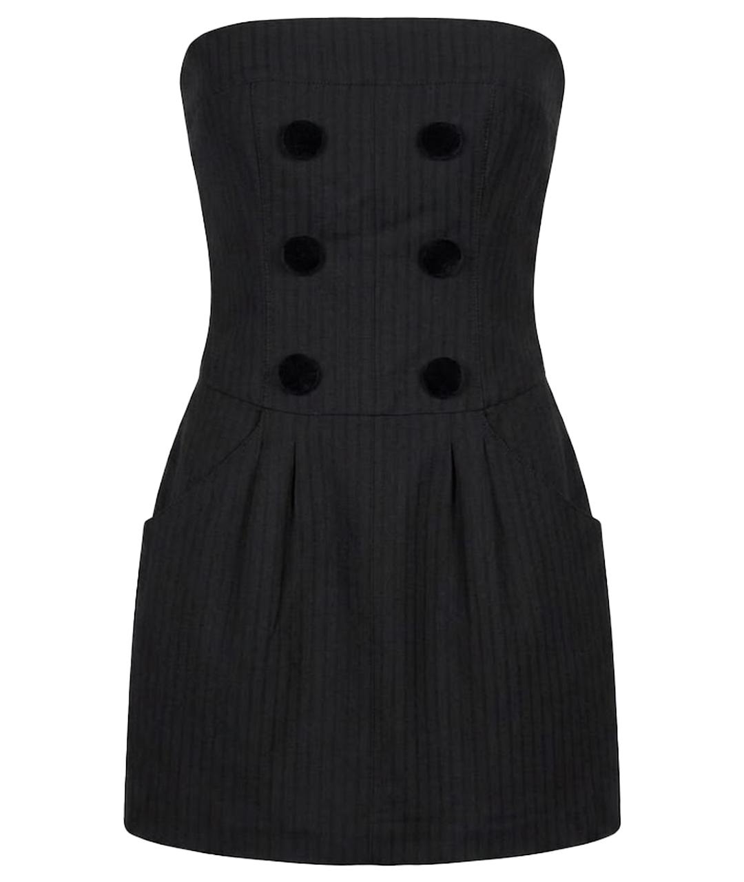 KENZO Антрацитовое льняное коктейльное платье, фото 1