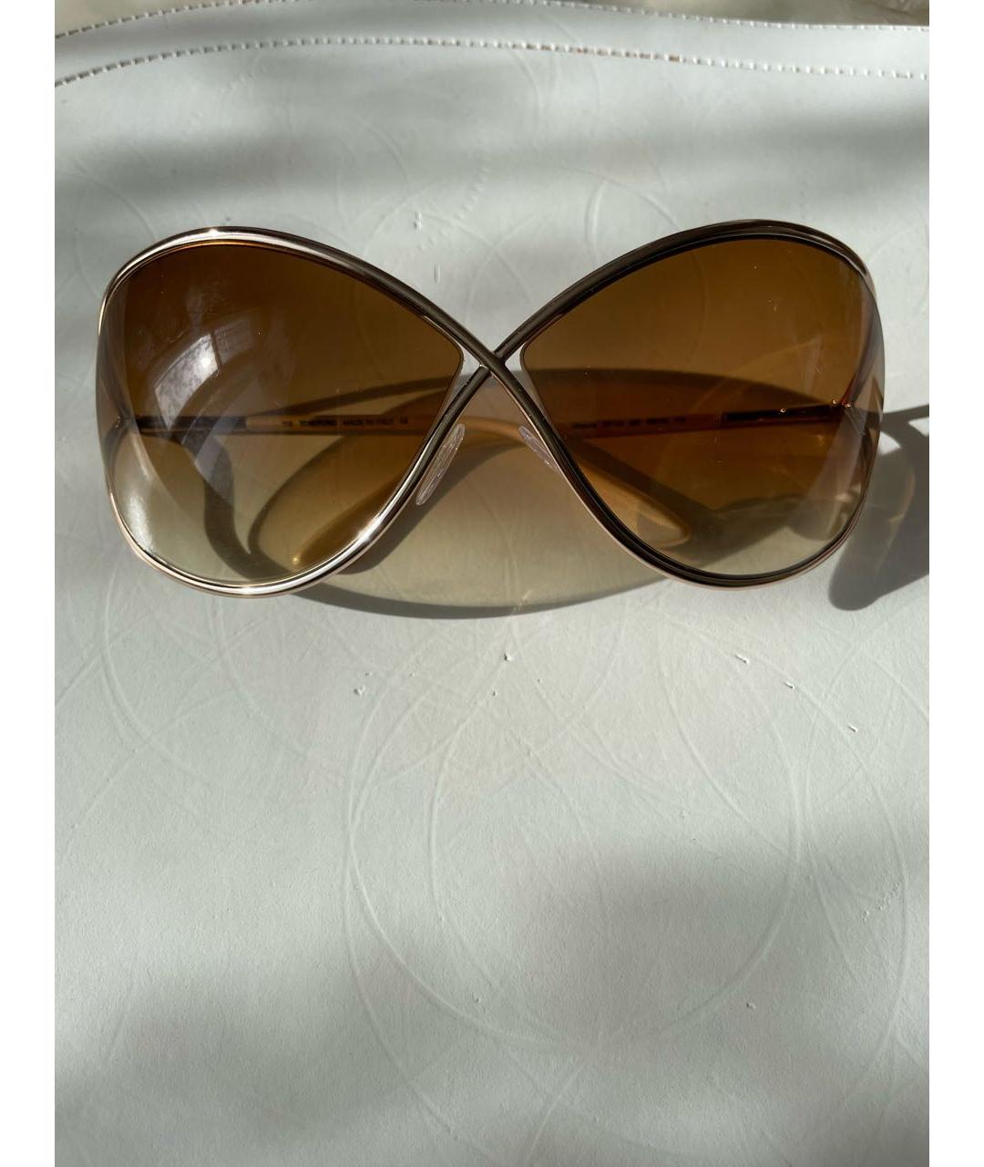 TOM FORD Коричневые металлические солнцезащитные очки, фото 6