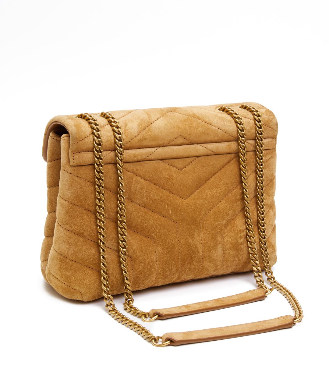 SAINT LAURENT Коричневая замшевая сумка через плечо, фото 3