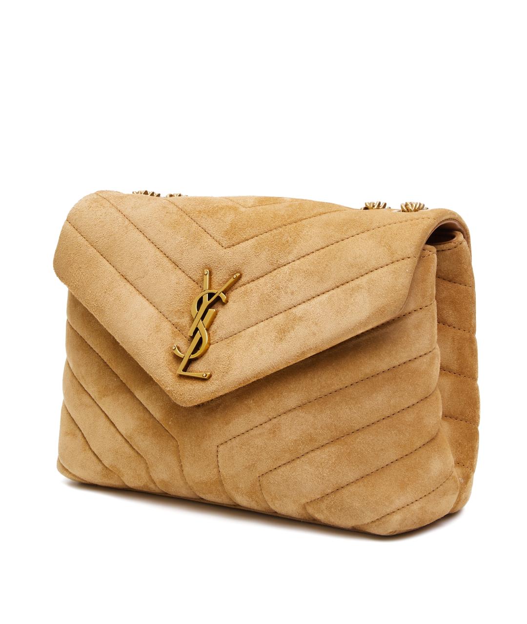 SAINT LAURENT Коричневая замшевая сумка через плечо, фото 2