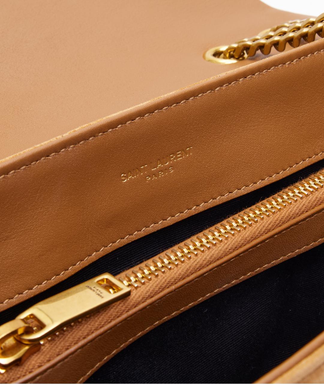 SAINT LAURENT Коричневая замшевая сумка через плечо, фото 5