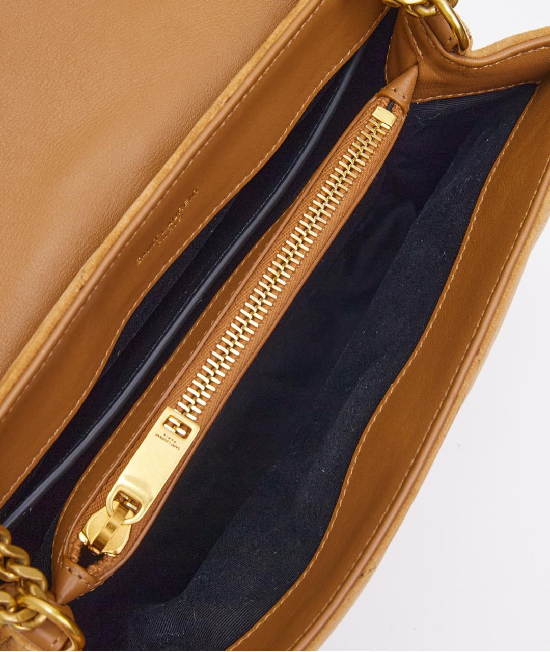 SAINT LAURENT Коричневая замшевая сумка через плечо, фото 6