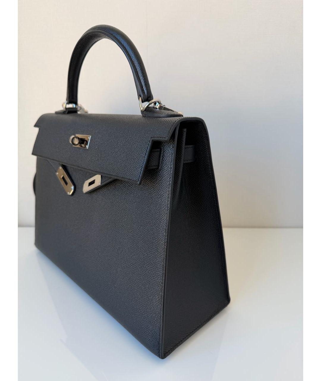 HERMES Черная кожаная сумка через плечо, фото 4