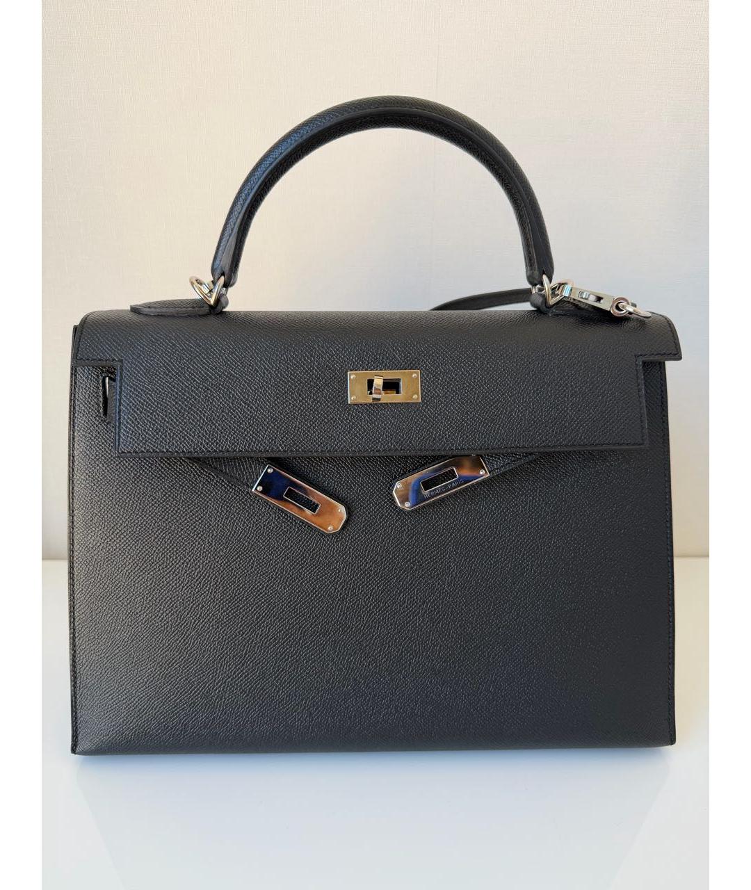 HERMES Черная кожаная сумка через плечо, фото 6