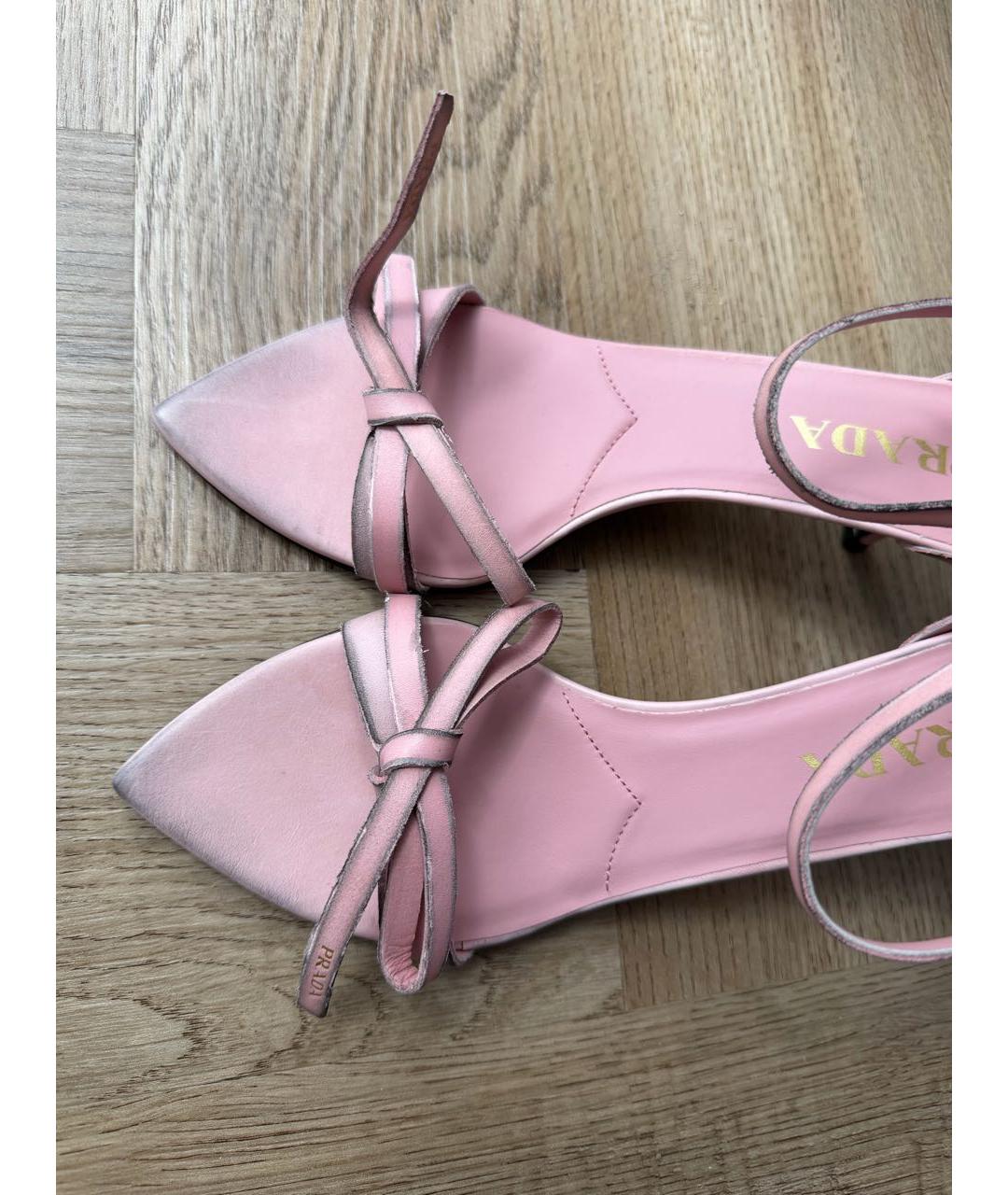 PRADA Розовые кожаные босоножки, фото 7
