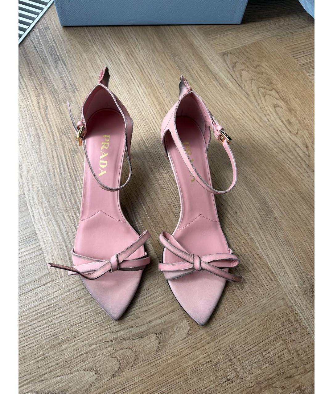 PRADA Розовые кожаные босоножки, фото 2