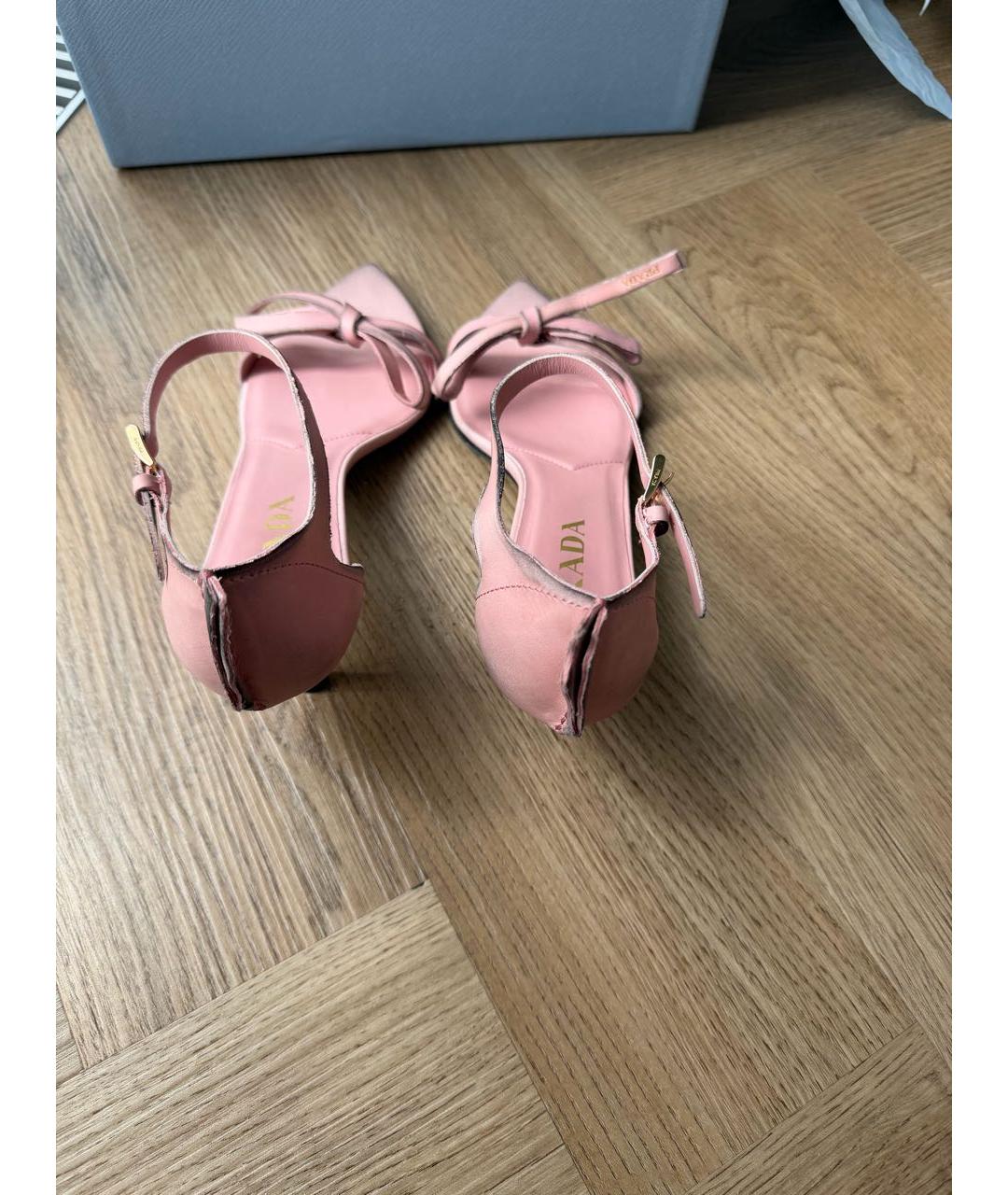 PRADA Розовые кожаные босоножки, фото 3