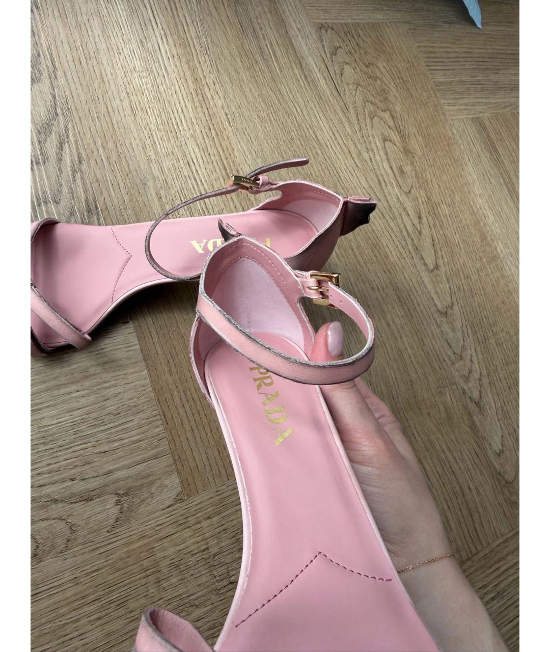 PRADA Розовые кожаные босоножки, фото 8