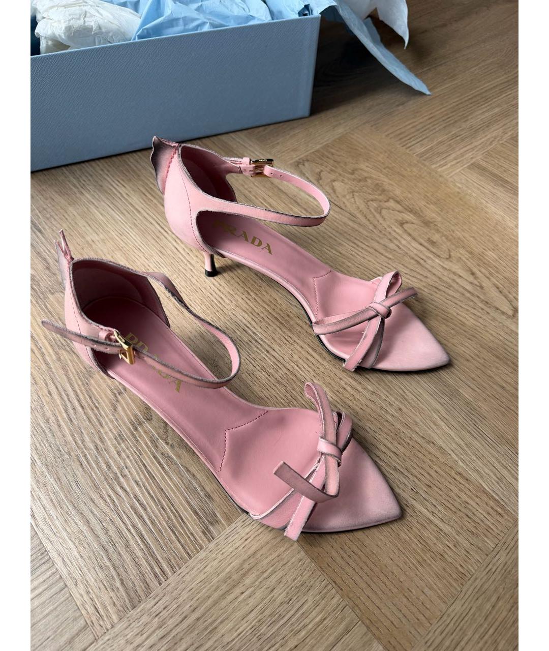 PRADA Розовые кожаные босоножки, фото 6