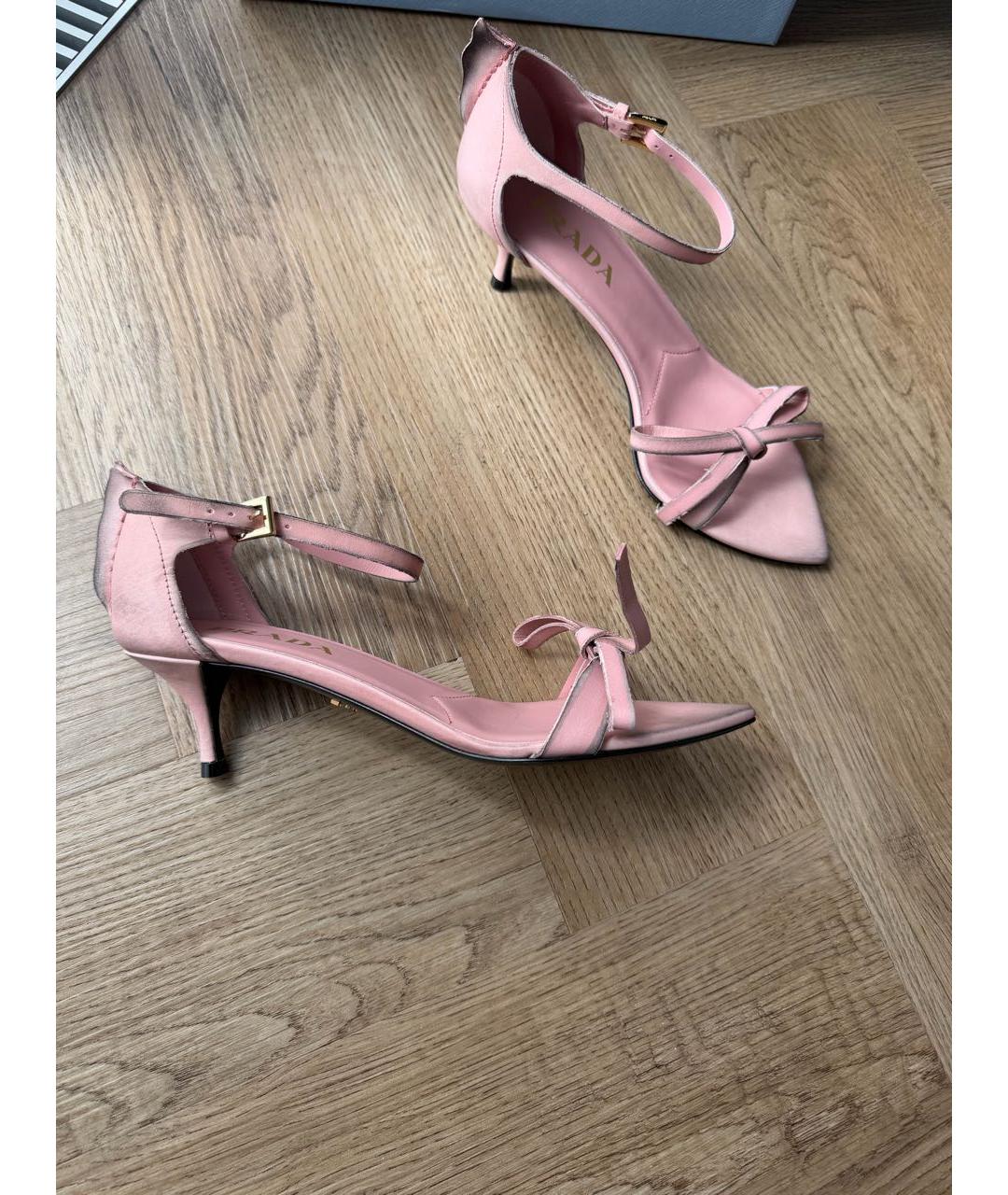 PRADA Розовые кожаные босоножки, фото 9