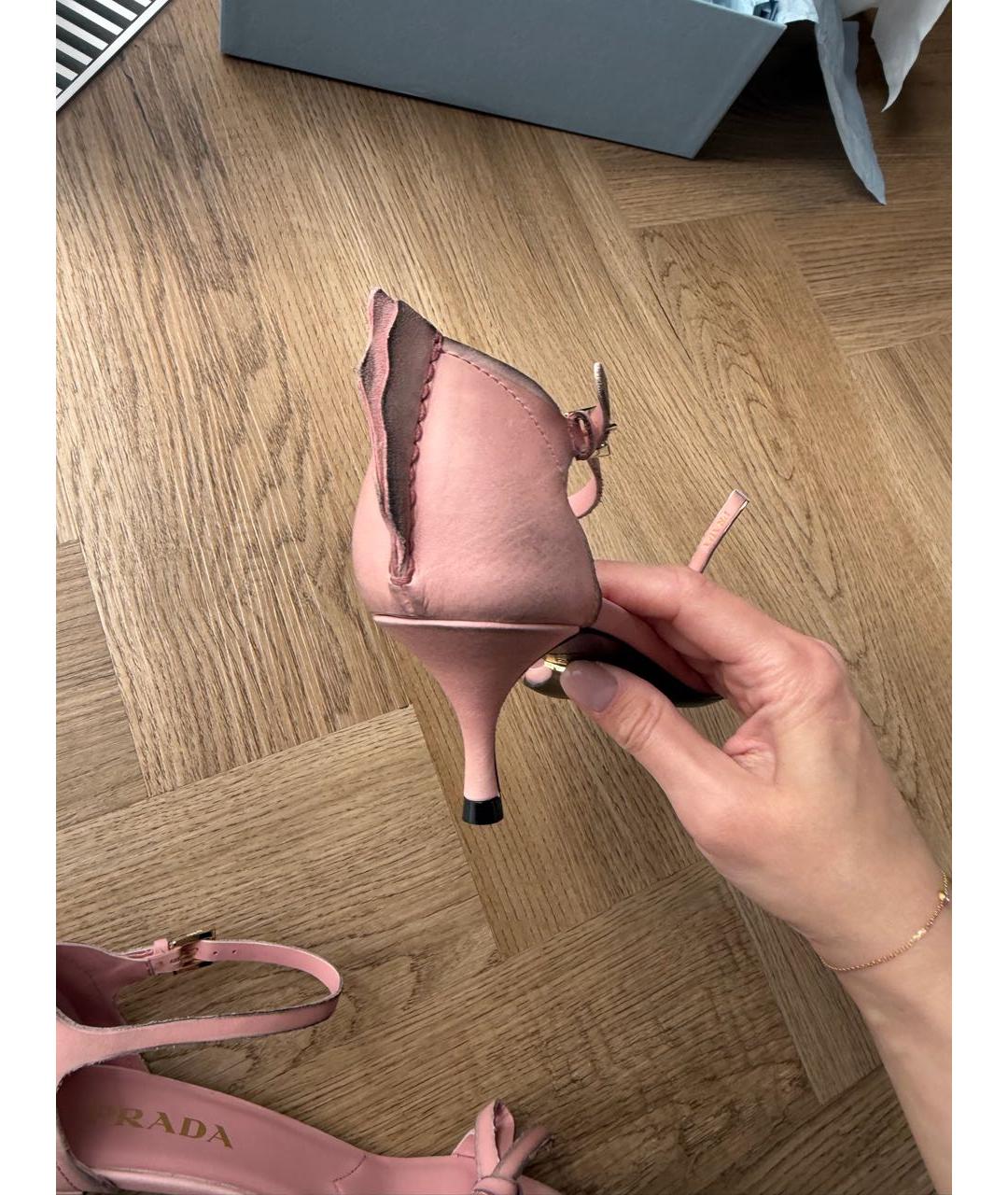 PRADA Розовые кожаные босоножки, фото 4