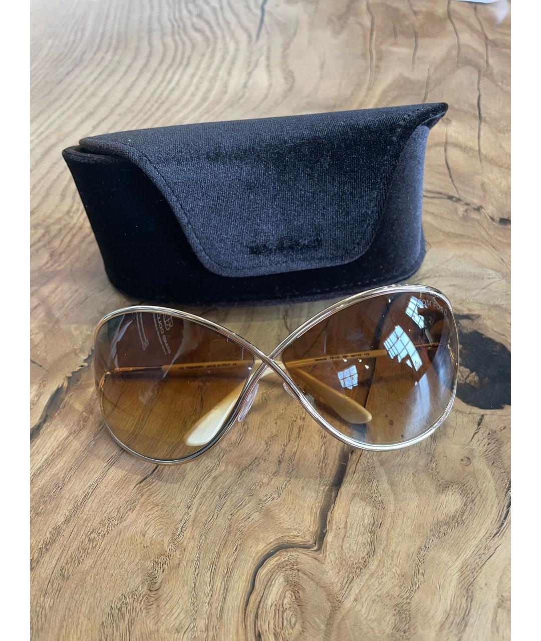 TOM FORD Коричневые металлические солнцезащитные очки, фото 9