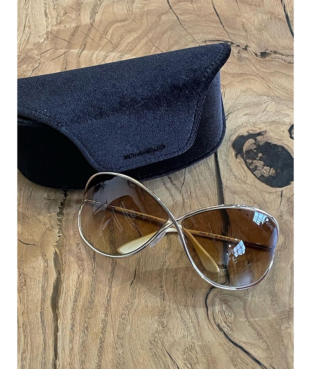 TOM FORD Коричневые металлические солнцезащитные очки, фото 4