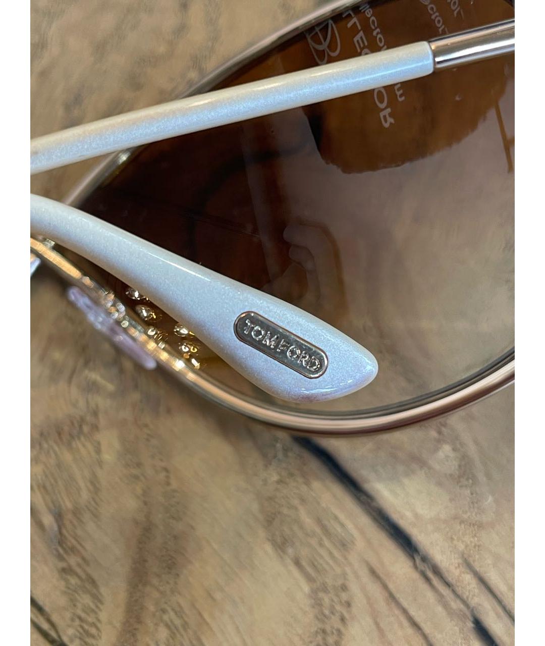 TOM FORD Коричневые металлические солнцезащитные очки, фото 6