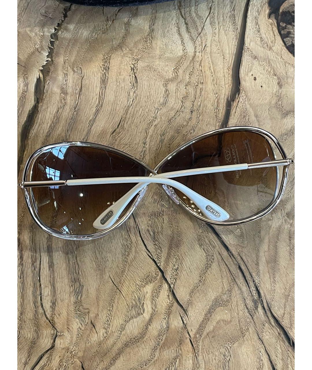 TOM FORD Коричневые металлические солнцезащитные очки, фото 5