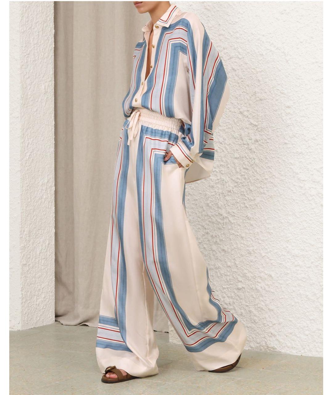 ZIMMERMANN Голубой шелковый костюм с брюками, фото 4