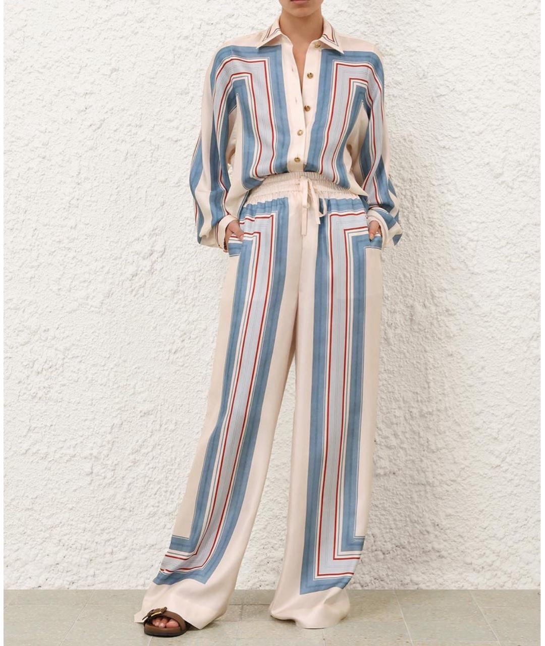 ZIMMERMANN Голубой шелковый костюм с брюками, фото 7