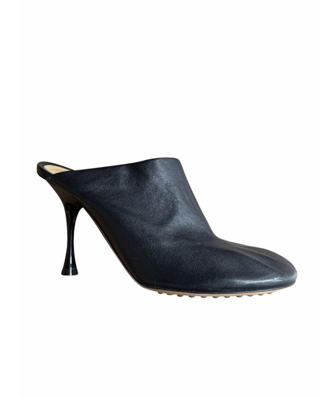 BOTTEGA VENETA Черные кожаные мюли, фото 1