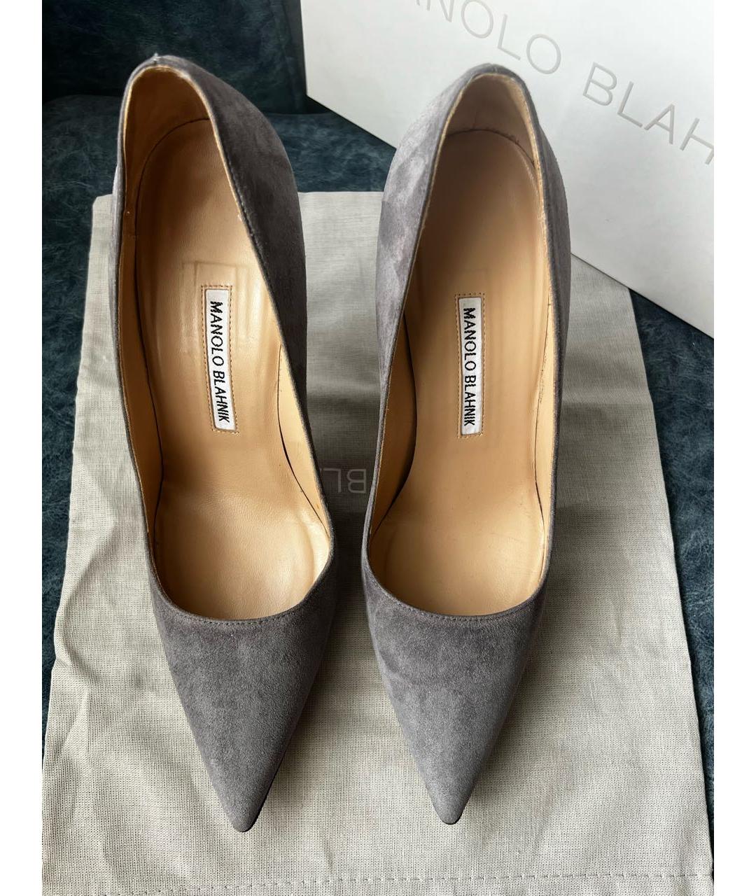 MANOLO BLAHNIK Серые замшевые туфли, фото 3