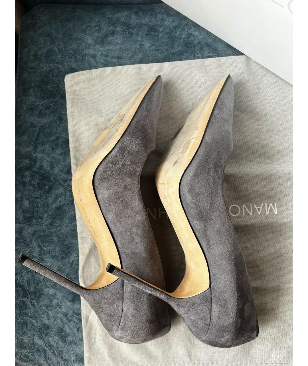 MANOLO BLAHNIK Серые замшевые туфли, фото 8