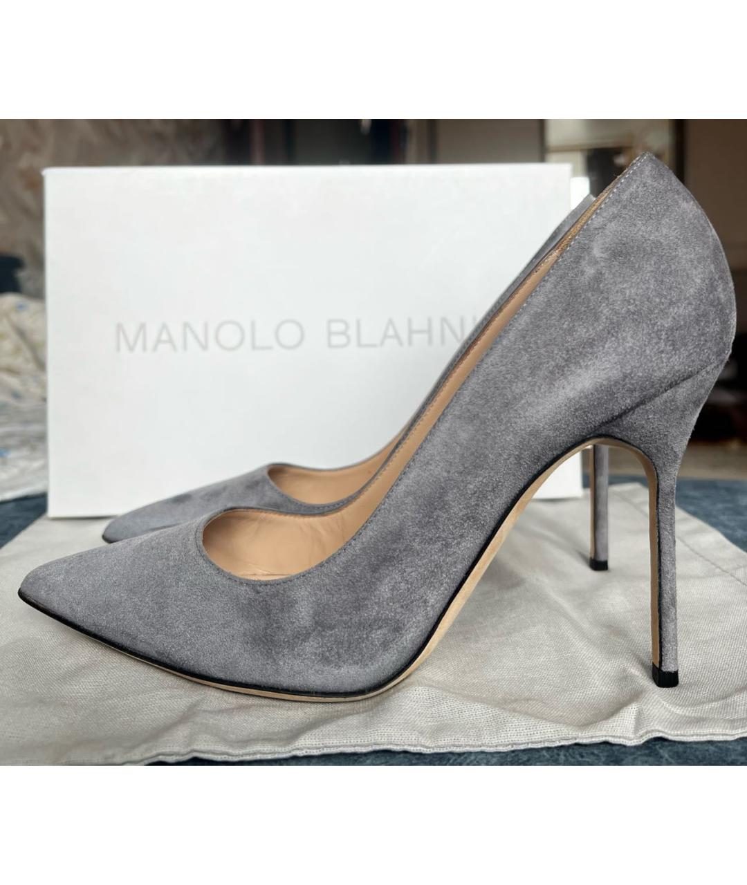 MANOLO BLAHNIK Серые замшевые туфли, фото 6