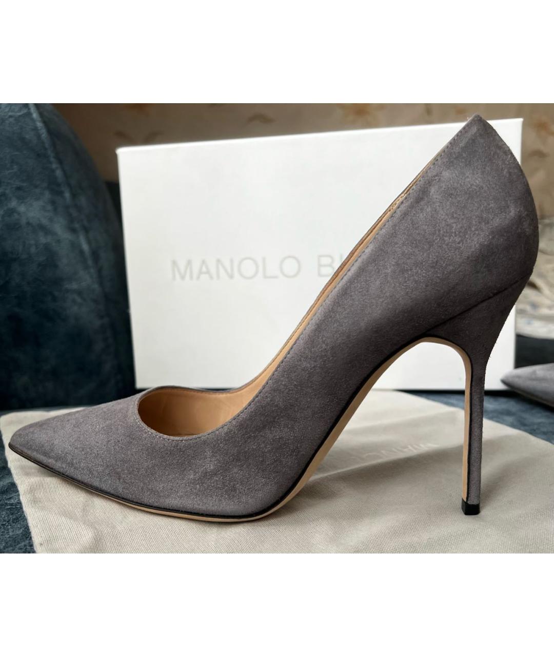 MANOLO BLAHNIK Серые замшевые туфли, фото 9
