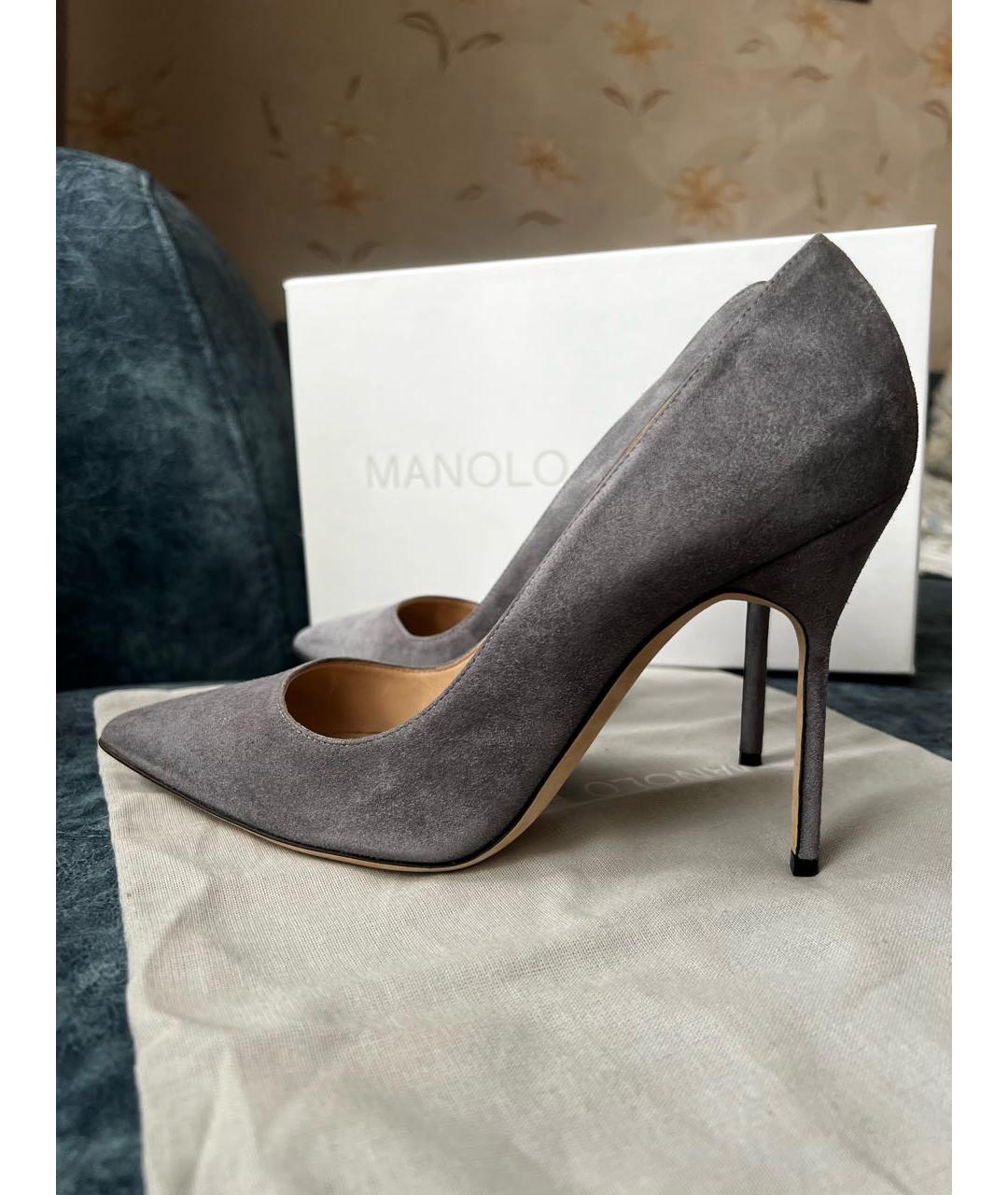 MANOLO BLAHNIK Серые замшевые туфли, фото 5